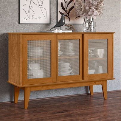 Balcão Buffet Detroit 3 Portas 3 Prateleiras Nature - Tebarrot