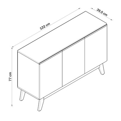 Balcão Buffet Ares Lux 3 Portas 2 Prateleiras Branco - Tebarrot