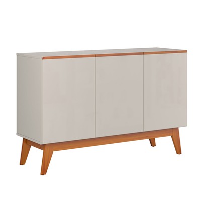 Balcão Buffet Ares Lux 3 Portas 2 Prateleiras Off White - Tebarrot