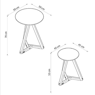 Mesa de Canto Classic Kit 2 Peças Off White/Nature - Tebarrot