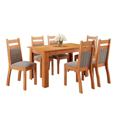 Mesa de Jantar 6 Lugares Ariela Mel/Perola - Viero Móveis