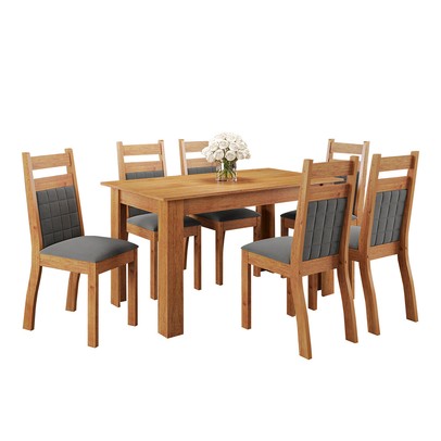 Mesa de Jantar 6 Lugares Ariela Mel/Grafite - Viero Móveis