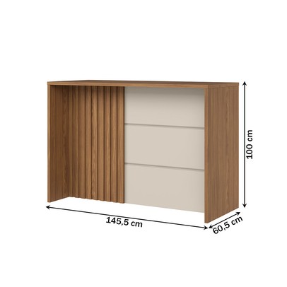 Bancada de Cozinha Ilha Gourmet com Ripado Nature/Areia Hp - Henn