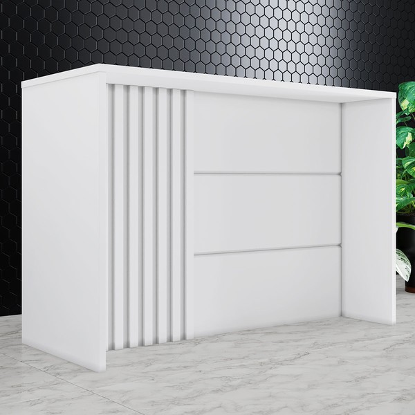 Bancada de Cozinha Ilha Gourmet com Ripado Branco Hp -  Henn