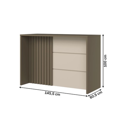 Bancada de Cozinha Ilha Gourmet com Ripado Duna/Cristal -  Henn