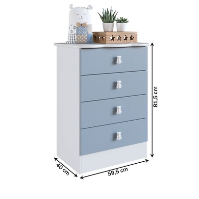 Quarto de Bebê Completo Bambino 3 Portas 6 Gavetas Azul - Percasa