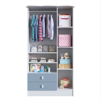 Quarto de Bebê Completo Bambino 3 Portas 6 Gavetas Azul - Percasa
