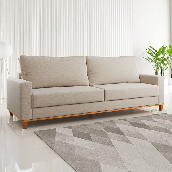 Sofá 4 Lugares Living Linho/Bronze - Vian