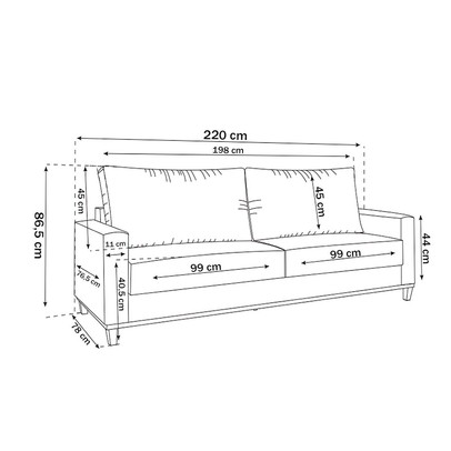 Sofá 4 Lugares Living Linho/Inox - Vian