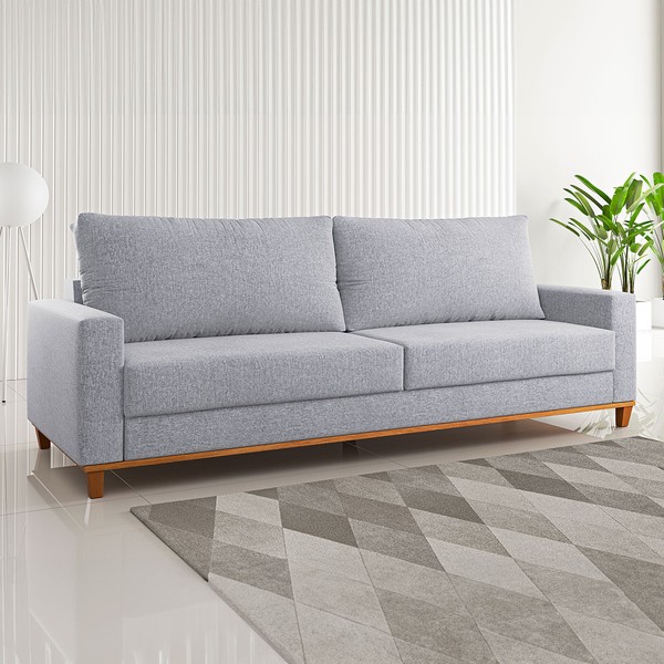 Sofá 4 Lugares Living Linho/Inox - Vian