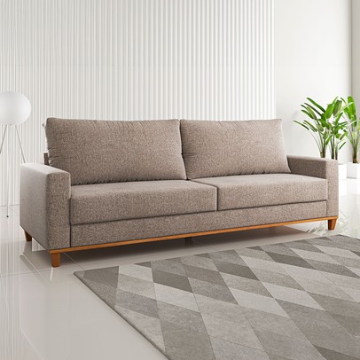 Sofá 4 Lugares Living Linho/Kaki - Vian