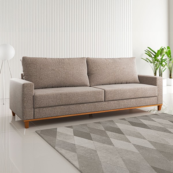Sofá 4 Lugares Living Linho/Kaki - Vian