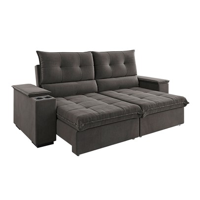 Sofá 4 Lugares Santiago Retrátil e Reclinável Grafite - Vian