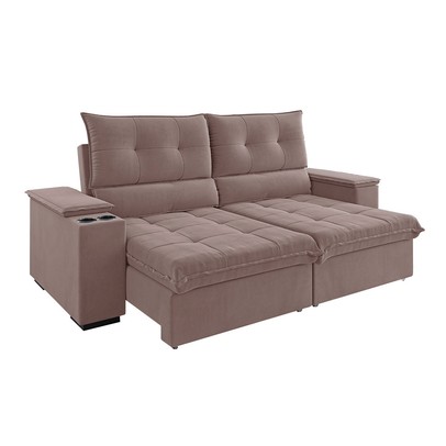 Sofá 4 Lugares Santiago Retrátil e Reclinável Rosa - Vian