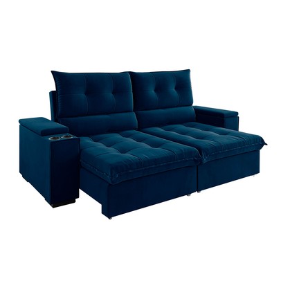 Sofá 4 Lugares Santiago Retrátil e Reclinável Azul - Vian