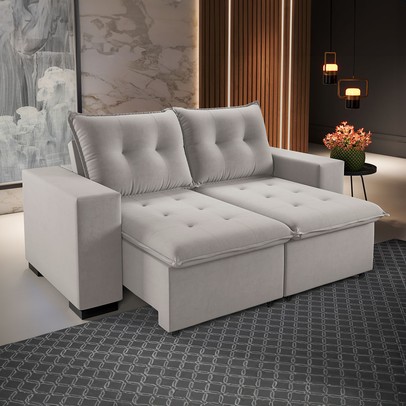 Sofá 3 Lugares Arsenal Retrátil e Reclinável Marfim - Vian