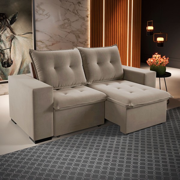 Sofá 3 Lugares Arsenal Retrátil e Reclinável Perola - Vian