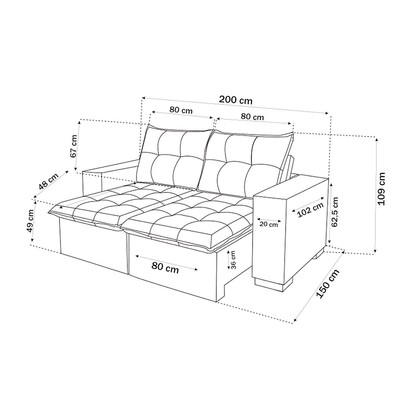 Sofá 3 Lugares Arsenal Retrátil e Reclinável Rosa - Vian