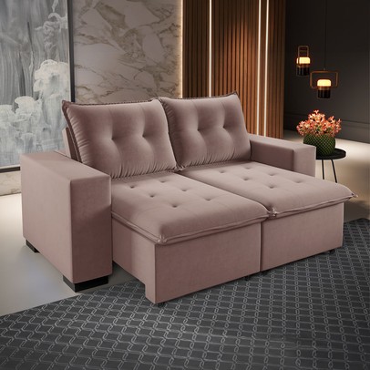 Sofá 3 Lugares Arsenal Retrátil e Reclinável Rosa - Vian