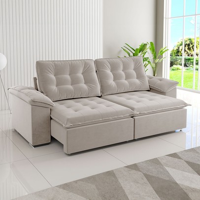 Sofá 4 Lugares Mozart Retrátil e Reclinável Marfim - Vian