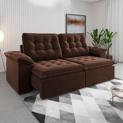 Sofá 4 Lugares Mozart Retrátil e Reclinável Bombom - Vian