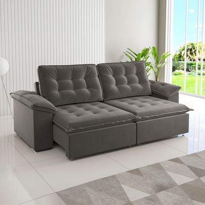 Sofá 4 Lugares Mozart Retrátil e Reclinável Grafite - Vian