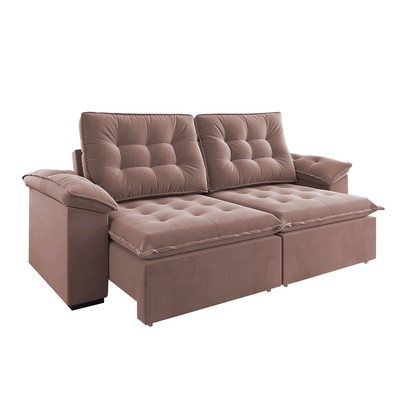 Sofá 4 Lugares Mozart Retrátil e Reclinável Rosa - Vian