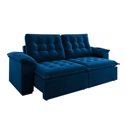 Sofá 4 Lugares Mozart Retrátil e Reclinável Azul - Vian