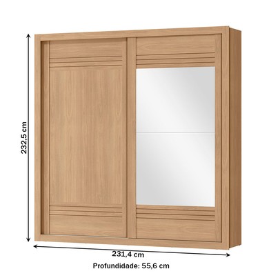 Guarda-Roupa Casal Tripoli 2 Portas 4 Gavetas com Espelho 100% Mdf Castanho - Mx Móveis