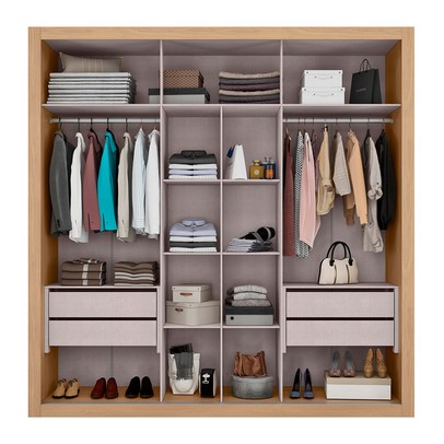 Guarda-Roupa Casal Tripoli 2 Portas 4 Gavetas com Espelho 100% Mdf Castanho - Mx Móveis