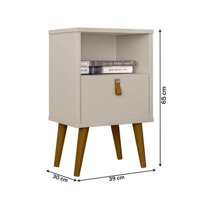 Mesa de Cabeceira Búzios 1 Gaveta Off White - Linea Brasil