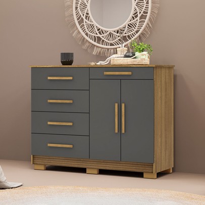 Cômoda Jasper 2 Portas 5 Gavetas Nature/Alasca - Pnr Móveis