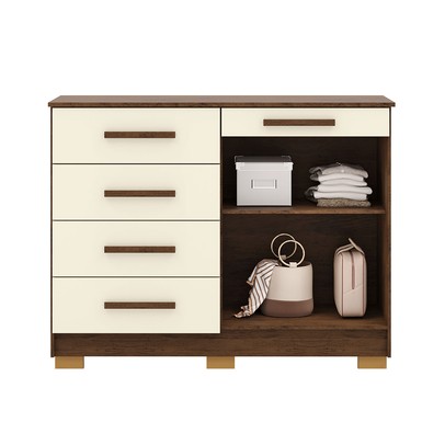 Cômoda Jasper 2 Portas 5 Gavetas Imbuia/Champanhe - Pnr Móveis