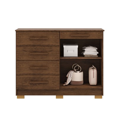 Cômoda Jasper 2 Portas 5 Gavetas Imbuia Rústico - Pnr Móveis