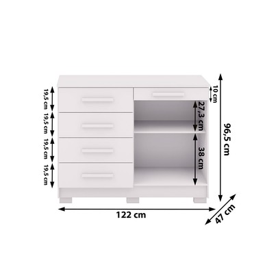 Cômoda Jasper 2 Portas 5 Gavetas Branco - Pnr Móveis
