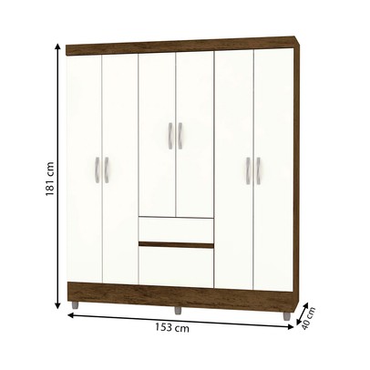 Guarda-Roupa Casal San Diego 6 Portas 2 Gavetas Imbuia/Champanhe - Pnr Móveis