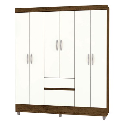 Guarda-Roupa Casal San Diego 6 Portas 2 Gavetas Imbuia/Champanhe - Pnr Móveis