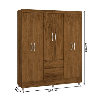 Guarda-Roupa Casal San Diego 6 Portas 2 Gavetas Imbuia Rústico - Pnr Móveis