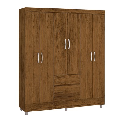 Guarda-Roupa Casal San Diego 6 Portas 2 Gavetas Imbuia Rústico - Pnr Móveis