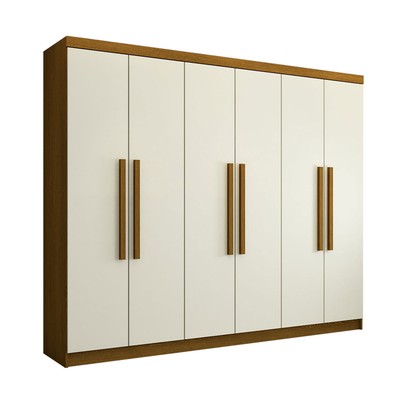 Guarda-Roupa Casal Império 6 Portas 2 Gavetas Nature/Champanhe - Pnr Móveis