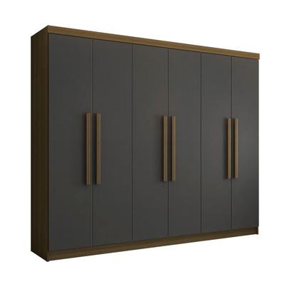 Guarda-Roupa Casal Império 6 Portas 2 Gavetas Nature/Alaska - Pnr Móveis