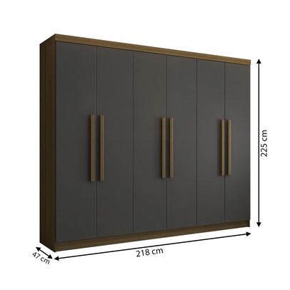 Guarda-Roupa Casal Império 6 Portas 2 Gavetas Nature/Alaska - Pnr Móveis