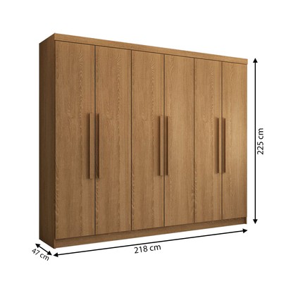 Guarda-Roupa Casal Império 6 Portas 2 Gavetas Nature - Pnr Móveis