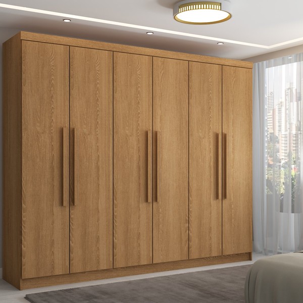 Guarda-Roupa Casal Império 6 Portas 2 Gavetas Nature - Pnr Móveis