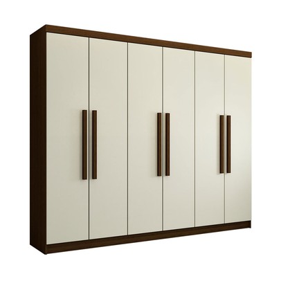 Guarda-Roupa Casal Império 6 Portas 2 Gavetas Imbuia/Champanhe - Pnr Móveis