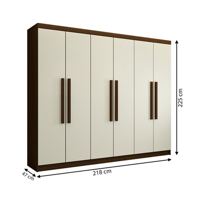 Guarda-Roupa Casal Império 6 Portas 2 Gavetas Imbuia/Champanhe - Pnr Móveis