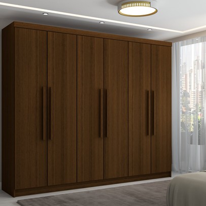 Guarda-Roupa Casal Império 6 Portas 2 Gavetas Imbuia Rústico - Pnr Móveis