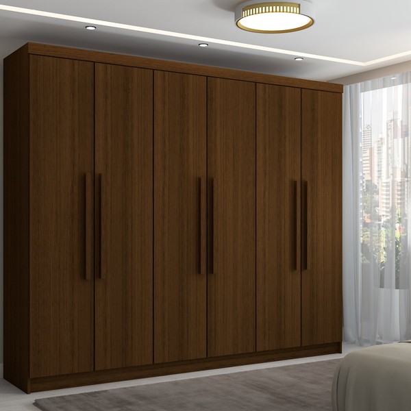 Guarda-Roupa Casal Império 6 Portas 2 Gavetas Imbuia Rústico - Pnr Móveis