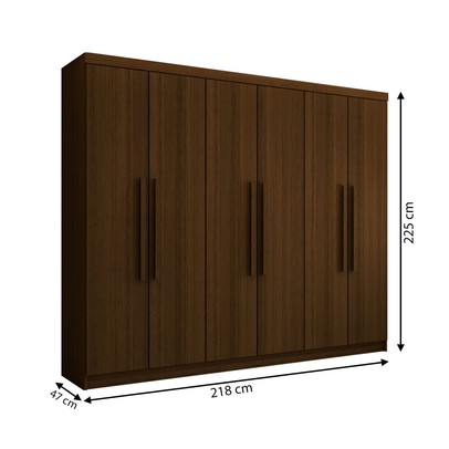 Guarda-Roupa Casal Império 6 Portas 2 Gavetas Imbuia Rústico - Pnr Móveis