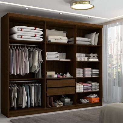 Guarda-Roupa Casal Império 6 Portas 2 Gavetas Imbuia Rústico - Pnr Móveis